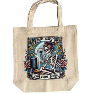 Canvas Tote Bag with Skeleton Design